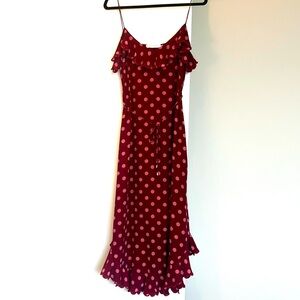 Zimmermann size 3 / US 8-10 Large silk midi dress red and pink polka dot